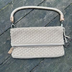 The Sak Cream Woven Vintage Purse w silver hardware
